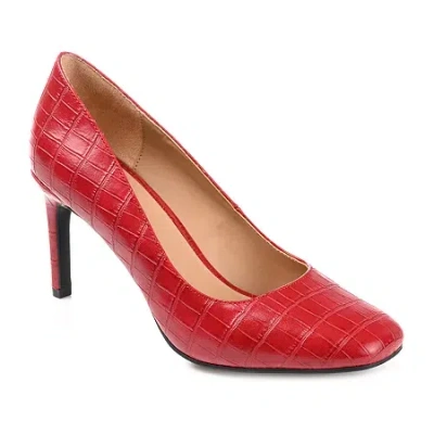 Journee Collection Monalee Womens Square Closed Toe Stiletto Heel Pumps In Red