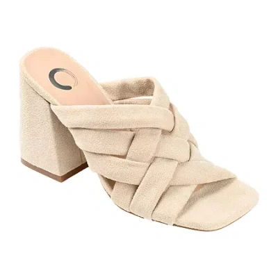 Journee Collection Dorisa Womens Round Open Toe Block Heel Pumps In Gold