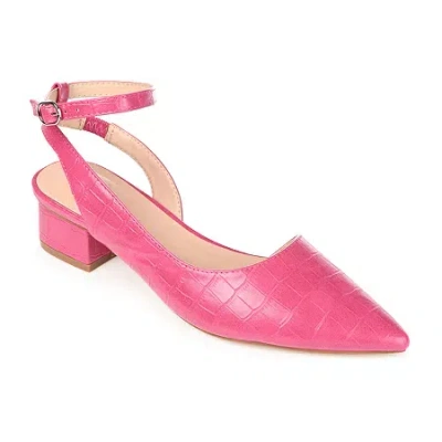 Journee Collection Keefa-wd Womens Pointed Closed Toe Block Heel Pumps In Pink