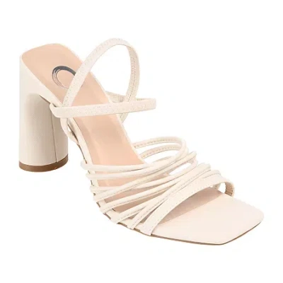 Journee Collection Hera Womens Round Open Toe Block Heel Pumps In White