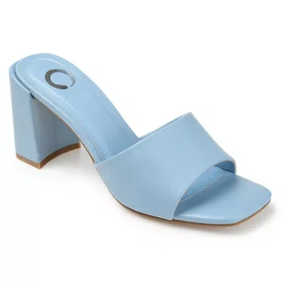 Journee Collection Alisia Womens Round Open Toe Block Heel Pumps In Blue