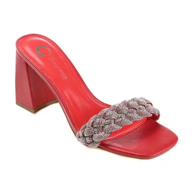 Journee Collection Sashaa Womens Open Toe Block Heel Pumps In Red