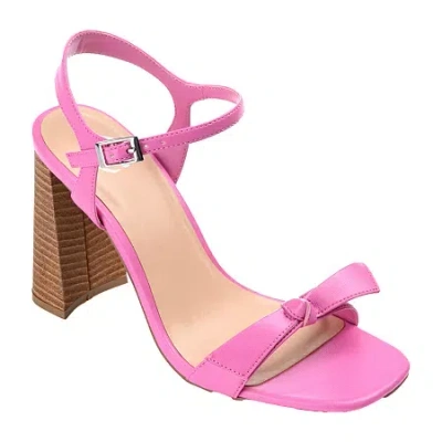 Journee Collection Dianne Womens Round Open Toe Stacked Heel Pumps In Pink