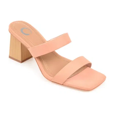 Journee Collection Nolla Womens Round Open Toe Block Heel Pumps In Pink