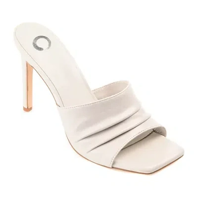 Journee Collection Camber Womens Round Open Toe Stiletto Heel Pumps In White