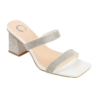 Journee Collection Shandee Womens Round Open Toe Block Heel Pumps In White