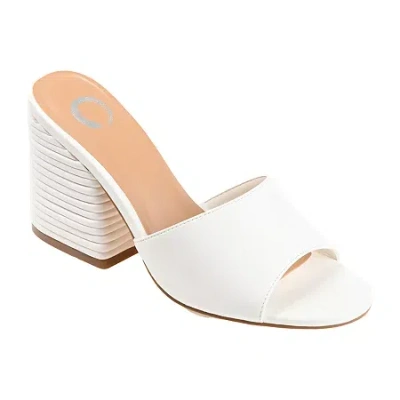 Journee Collection Leslee Womens Round Open Toe Block Heel Pumps In White