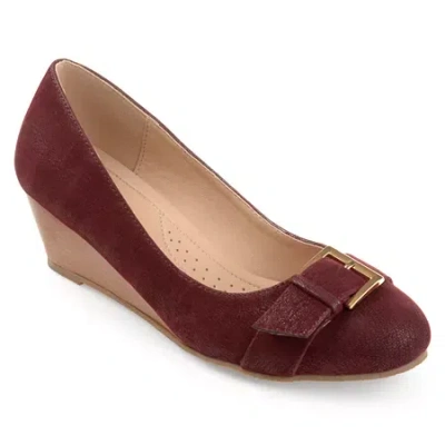 Journee Collection Graysn Womens Round Closed Toe Wedge Heel Pumps In Burgundy