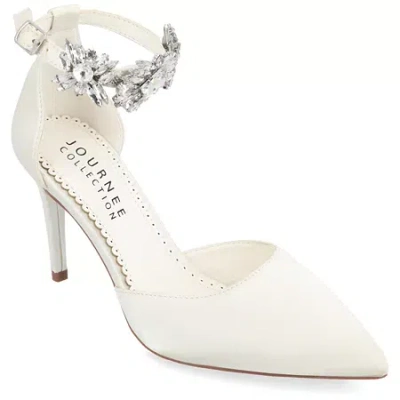 Journee Collection Loxley Womens Pointed Stiletto Heel Pumps In White