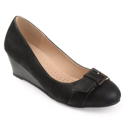 Journee Collection Graysn Womens Round Closed Toe Wedge Heel Pumps In Black