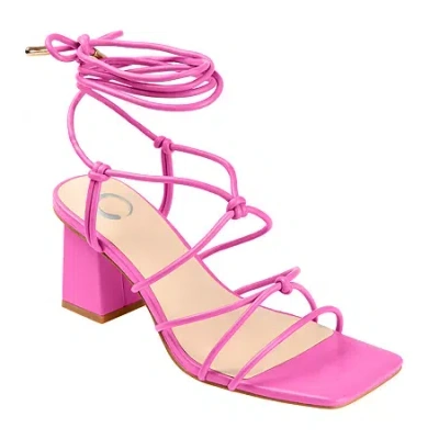 Journee Collection Harpr Womens Round Open Toe Block Heel Pumps In Pink