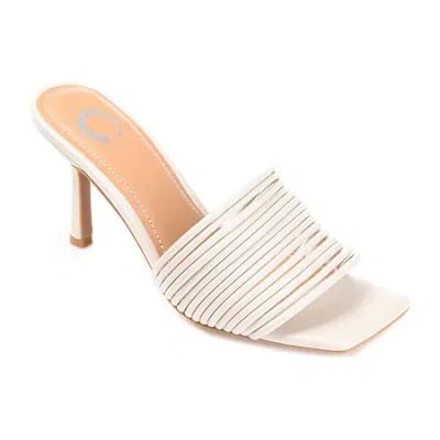 Journee Collection Calliope Womens Round Open Toe Stiletto Heel Pumps In White