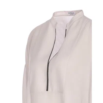 Brunello Cucinelli Women Silk Stretch Satin Blouse In Neutral