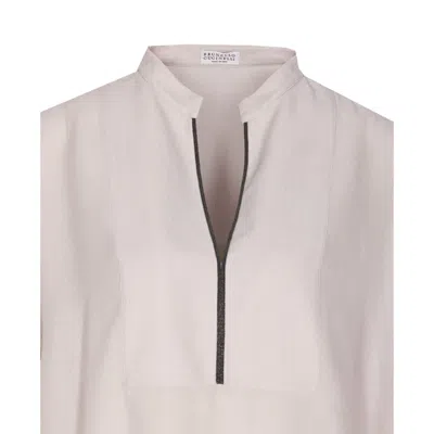 Brunello Cucinelli Women Silk Stretch Satin Blouse In Neutral