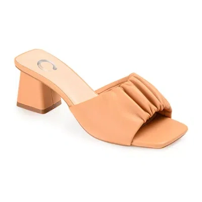 Journee Collection Briarr Womens Round Open Toe Block Heel Pumps In Orange