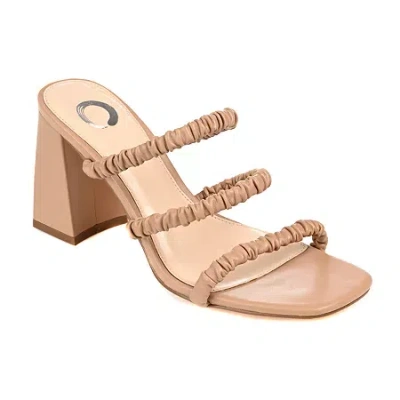 Journee Collection Reagaan Womens Round Open Toe Block Heel Pumps In Brown