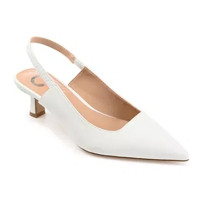 Journee Collection Paulina Womens Pointed Closed Toe Spool Heel Pumps In White