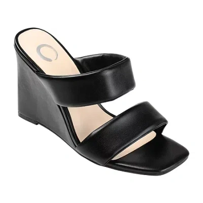 Journee Collection Kailee Womens Round Open Toe Wedge Heel Pumps In Black