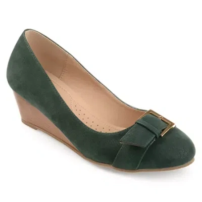 Journee Collection Graysn Womens Round Closed Toe Wedge Heel Pumps In Green