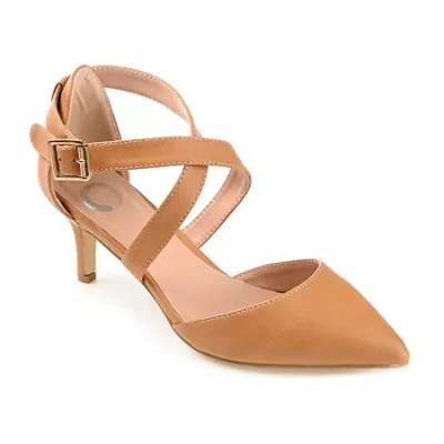 Journee Collection Womens Riva Strap Pumps In Brown