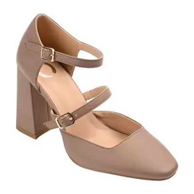 Journee Collection Isadorah-wd Womens Square Closed Toe Block Heel Pumps In Brown