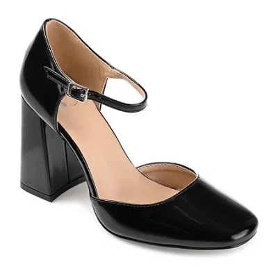 Journee Collection Hesster Womens Square Closed Toe Block Heel Pumps In Black