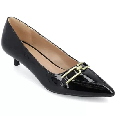 Journee Collection Rumi Womens Pointed Closed Toe Kitten Heel Pumps In Black