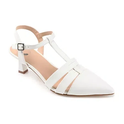 Journee Collection Jazlynn Womens Pointed Closed Toe Kitten Heel Pumps In White