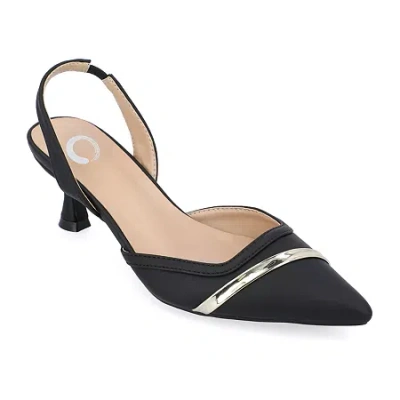 Journee Collection Nellia Womens Pointed Closed Toe Kitten Heel Pumps In Black