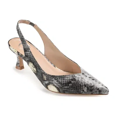Journee Collection Mikoa Womens Pointed Closed Toe Kitten Heel Pumps In Gray