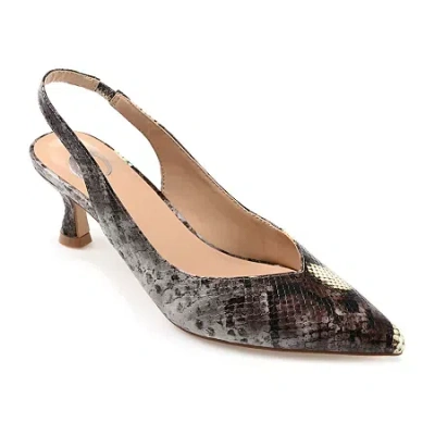 Journee Collection Mikoa Womens Pointed Closed Toe Kitten Heel Pumps In Brown