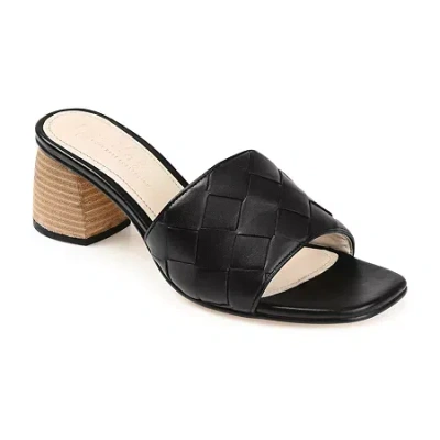 Journee Signature Kellee Womens Square Open Toe Stacked Heel Pumps In Black