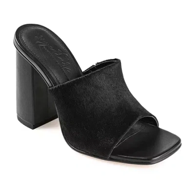 Journee Signature Deena Womens Square Open Toe Block Heel Pumps In Black