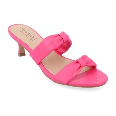 Journee Collection Dyllan Womens Round Open Toe Kitten Heel Pumps In Pink