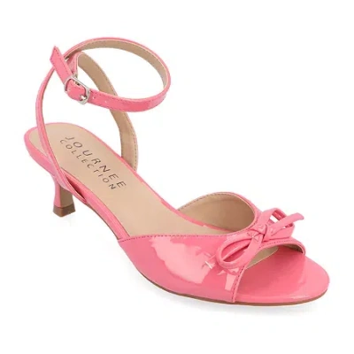 Journee Collection Jennifer Womens Round Open Toe Kitten Heel Pumps In Pink
