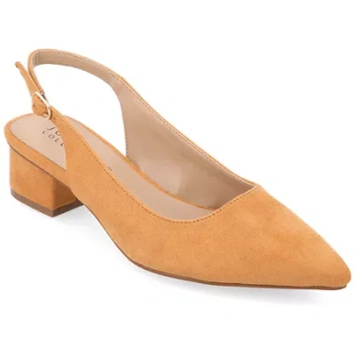 Journee Collection Sylvia Womens Pointed Closed Toe Block Heel Pumps In Brown