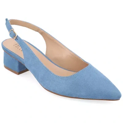Journee Collection Sylvia Womens Pointed Closed Toe Block Heel Pumps In Blue