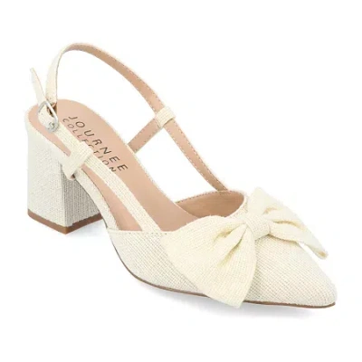 Journee Collection Tailynn Womens Pointed Closed Toe Block Heel Pumps In White