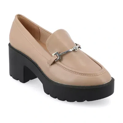 Journee Collection Kezziah Womens Moc Closed Toe Block Heel Pumps In Nude