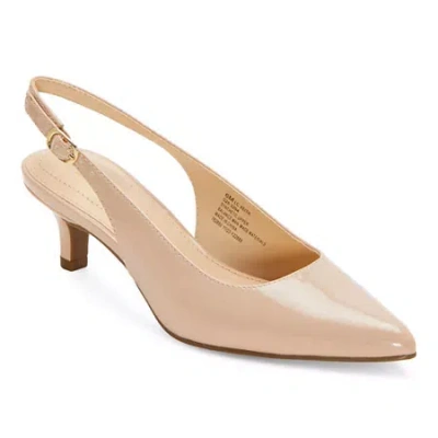 Liz Claiborne Keith Womens Pointed Closed Toe Kitten Heel Pumps In Neutral