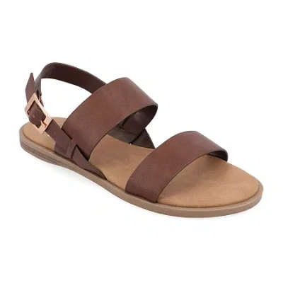 Journee Collection Womens Lavine Slingback Strap Flat Sandals In Brown