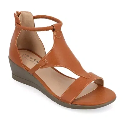 Journee Collection Womens Trayle Wedge Sandals In Brown