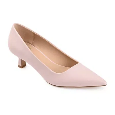 Journee Collection Celica Womens Pointed Closed Toe Kitten Heel Pumps In Pink