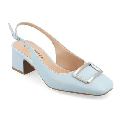 Journee Collection Everlee Womens Square Block Heel Pumps In Blue