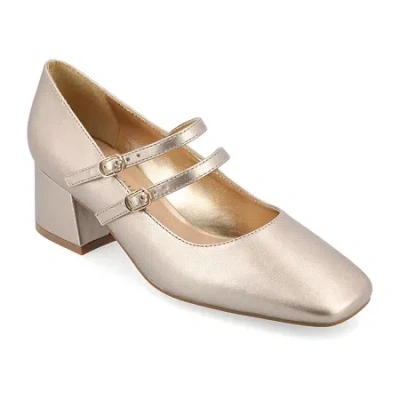 Journee Collection Nally Womens Square Closed Toe Block Heel Pumps In Gray