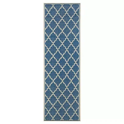 Couristan Ocean Port Indoor/outdoor Rectangular Runner Rug In Blue