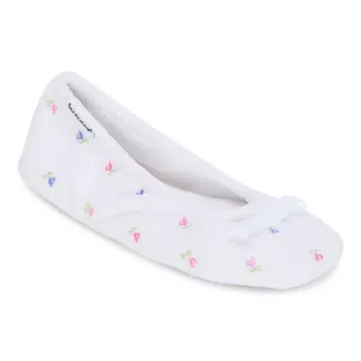 Isotoner Microterry Womens Ballerina Slippers In White