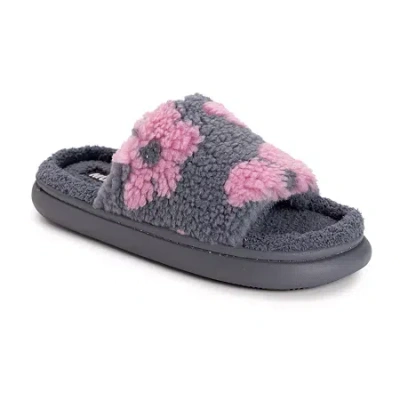 Muk Luks Marsai Slide Womens Memory Foam Slip-on Slippers In Gray