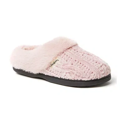 Dearfoams Womens Claire Cable Knit Chenille Clog House Shoe Slipper In Pink