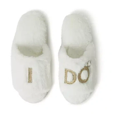 Dearfoams Lane Bridal Womens Memory Foam Slip-on Slippers In White